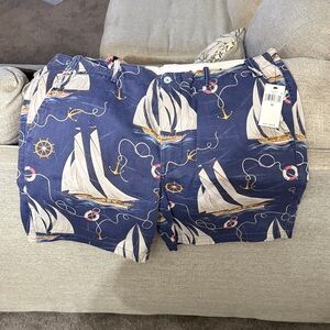 Polo by Ralph Lauren Navy Sailboat Print Flat Front Shorts